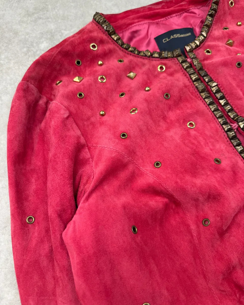 Roberto Cavalli Fuchsia Suede Studded Light Jacket SRxBDkM 5