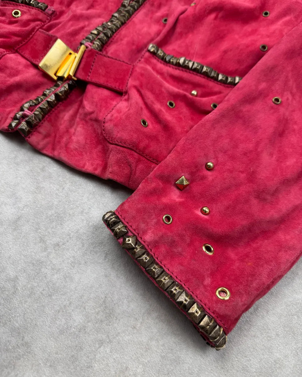 Roberto Cavalli Fuchsia Suede Studded Light Jacket SRxBDkM 6