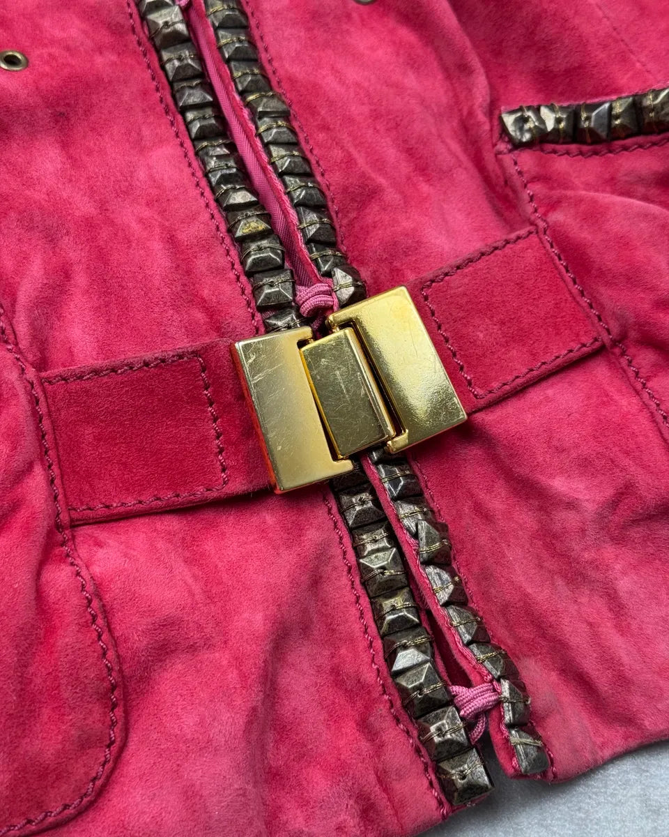 Roberto Cavalli Fuchsia Suede Studded Light Jacket SRxBDkM 7