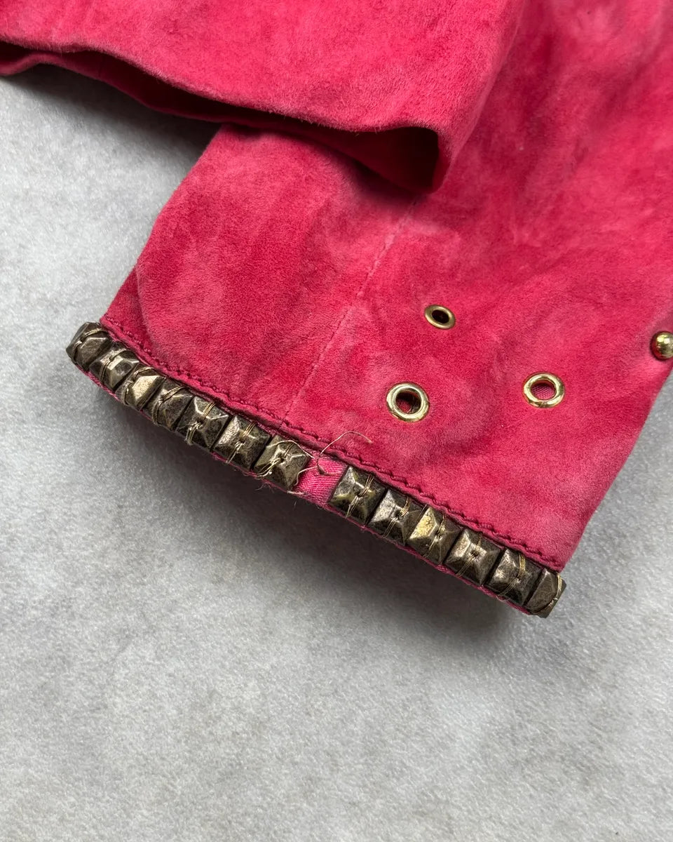 Roberto Cavalli Fuchsia Suede Studded Light Jacket SRxBDkM 8