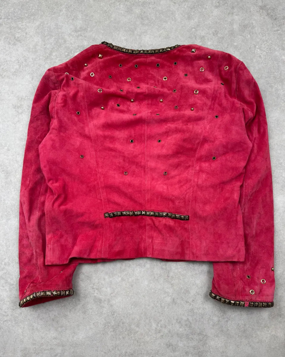 Roberto Cavalli Fuchsia Suede Studded Light Jacket SRxBDkM 9