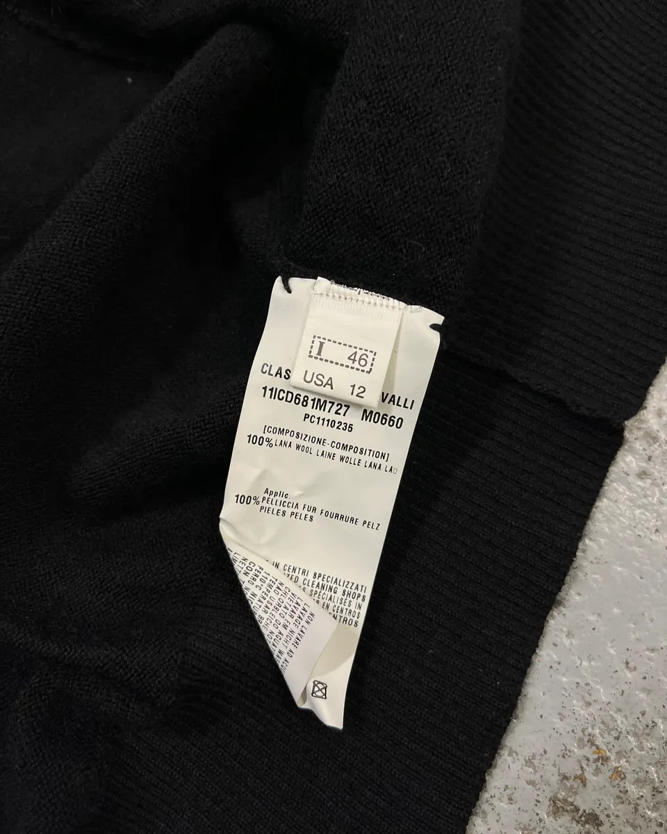 Roberto Cavalli Fur Roses Black Wool Short Sleeves Cardigan iTOqAEs 10