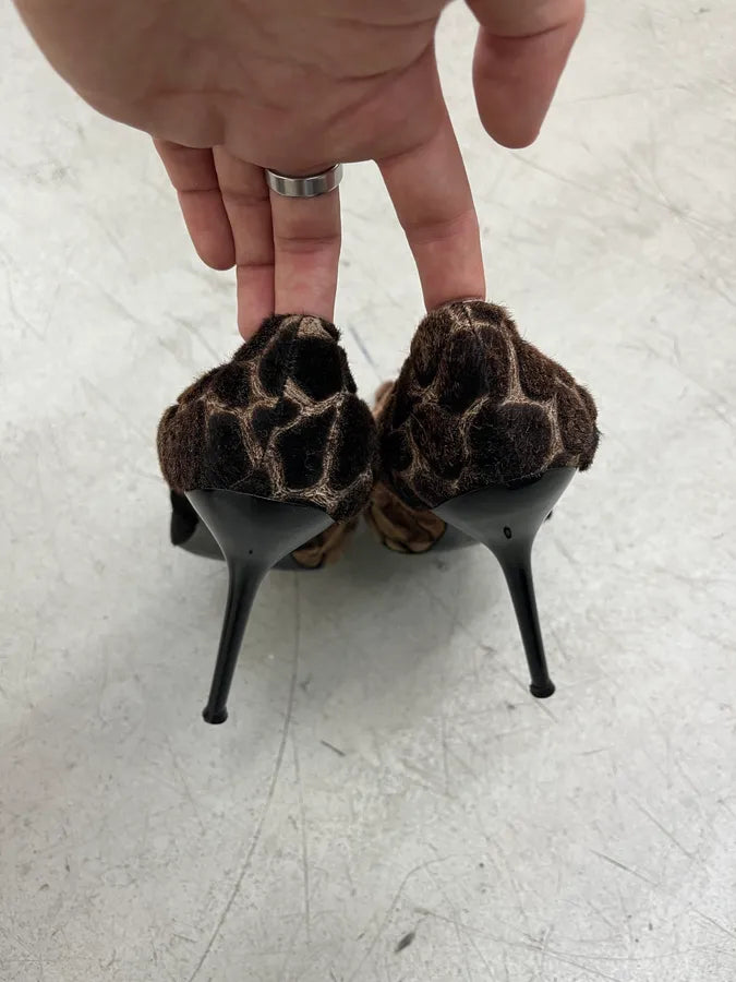 Roberto Cavalli Giraffe Brown Furry Heels dnoAqgn 5