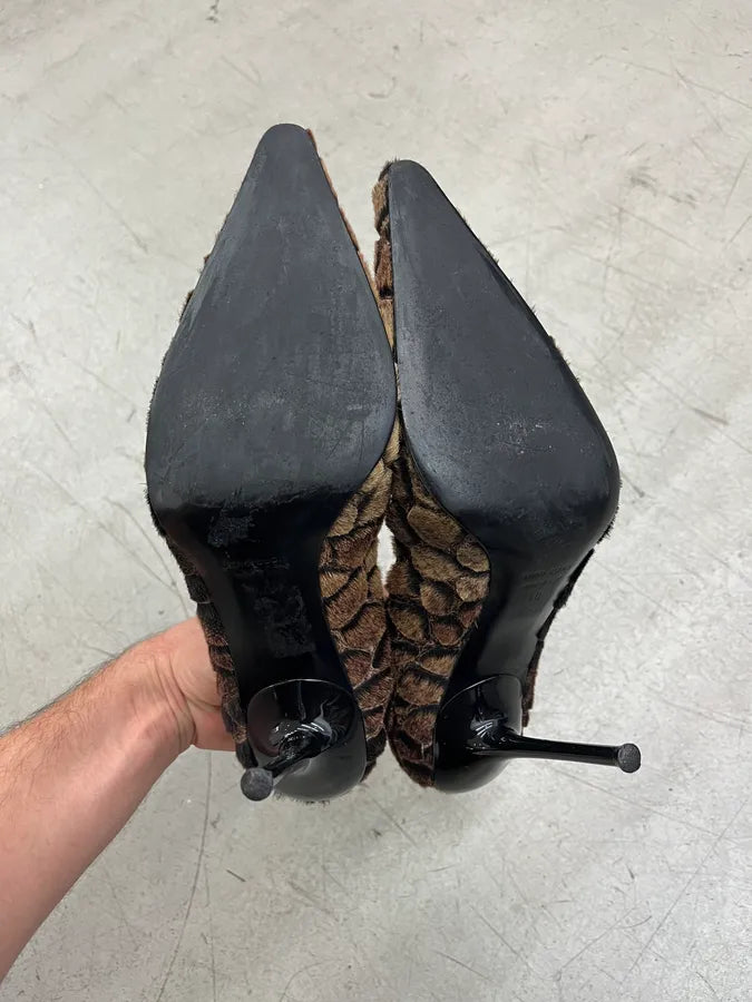Roberto Cavalli Giraffe Brown Furry Heels dnoAqgn 7