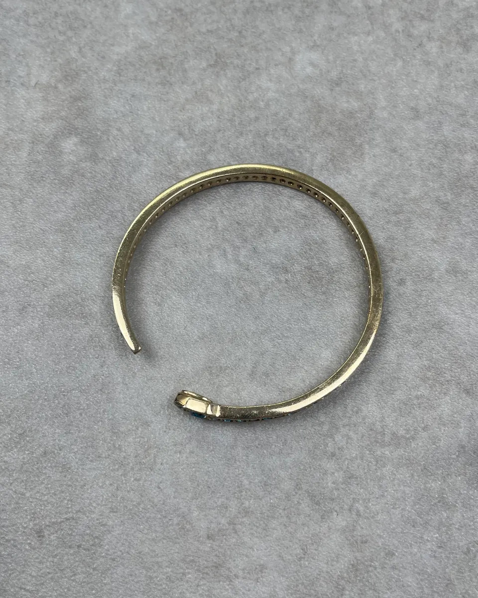Roberto Cavalli Gold Brass Turquoise Strass Snake Bracelet gHoEVnD 1