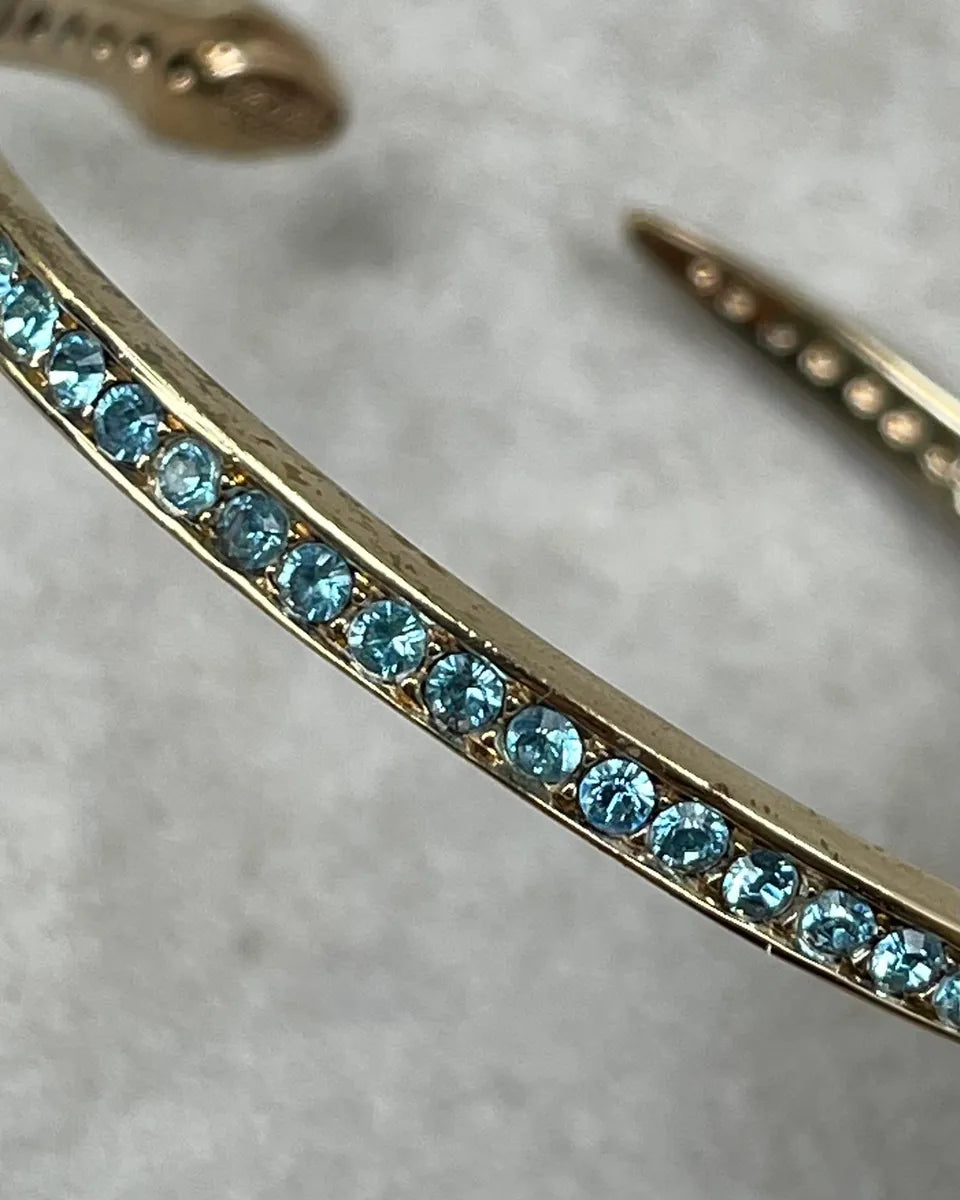 Roberto Cavalli Gold Brass Turquoise Strass Snake Bracelet gHoEVnD 5