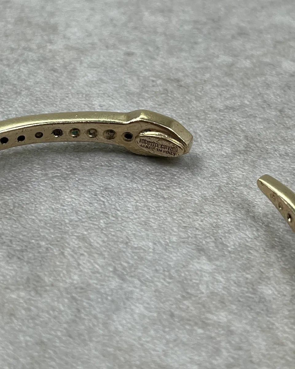 Roberto Cavalli Gold Brass Turquoise Strass Snake Bracelet gHoEVnD 6