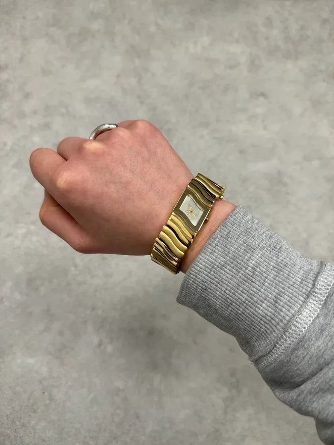 Roberto Cavalli Gold Color Wave Modern Watch PwkXUQm 0