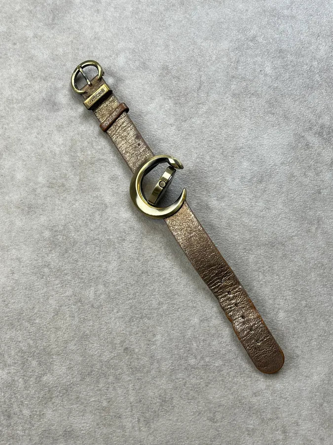 Roberto Cavalli Gold Leather Rotating Bezel Watch hdPuelF 2
