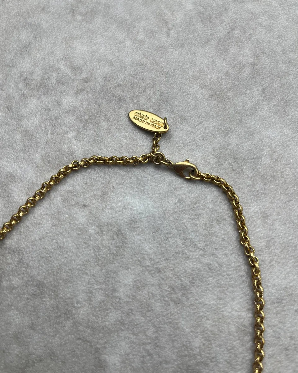 Roberto Cavalli Gold Metal Cross Pearl Enamel Necklace mnCEjjD 3