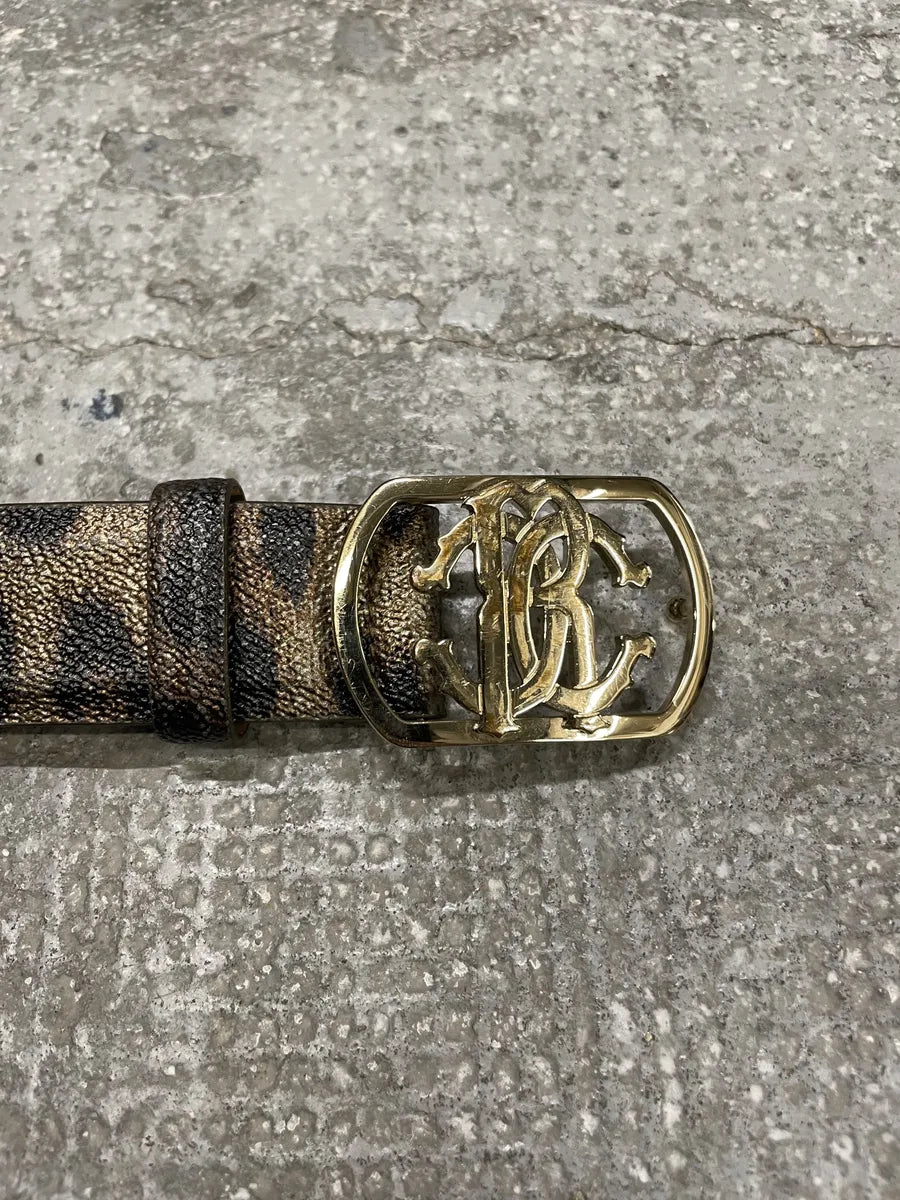 Roberto Cavalli Golden Buckle Leopard Leather Blet (OS) 2