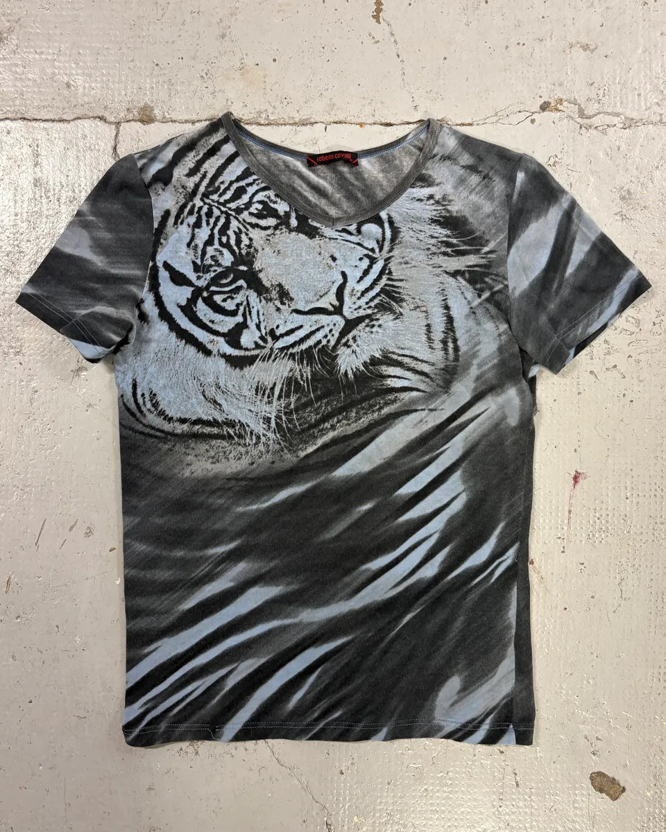 Roberto Cavalli Grey Tiger Print T-Shirt RaTnAqK 0
