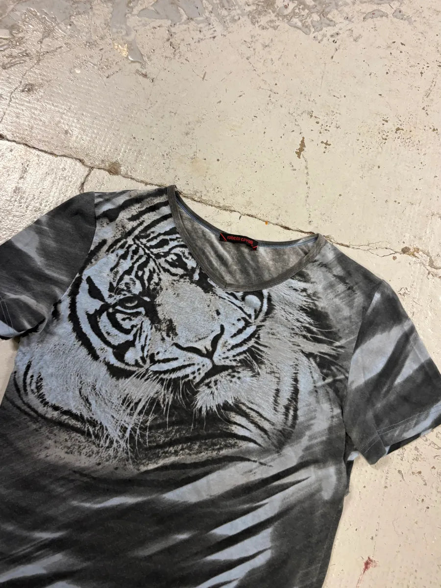 Roberto Cavalli Grey Tiger Print T-Shirt RaTnAqK 3