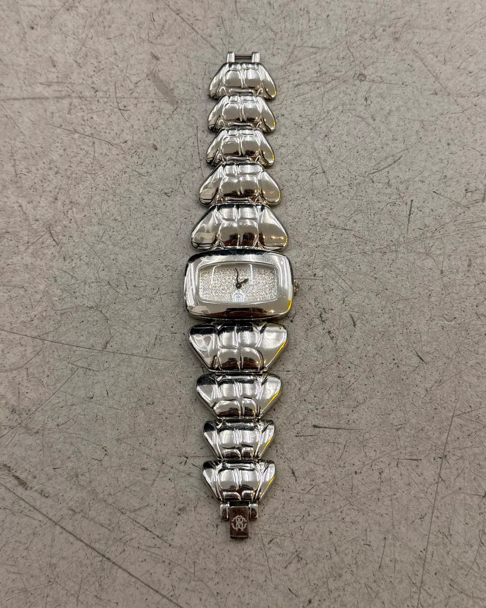 Roberto Cavalli Grey Abstract Crocodile Effect Metal Watch UFbgsRx 0
