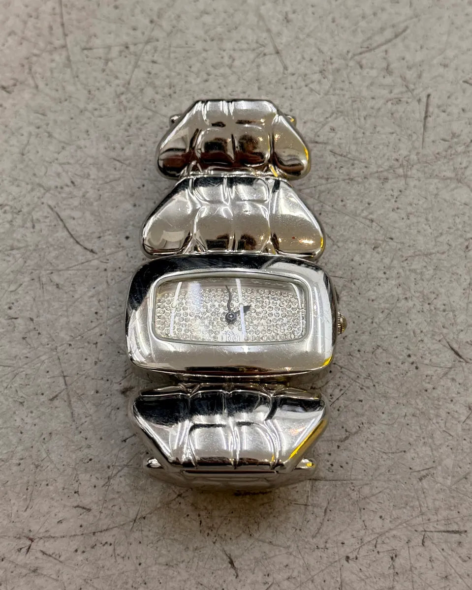 Roberto Cavalli Grey Abstract Crocodile Effect Metal Watch UFbgsRx 4
