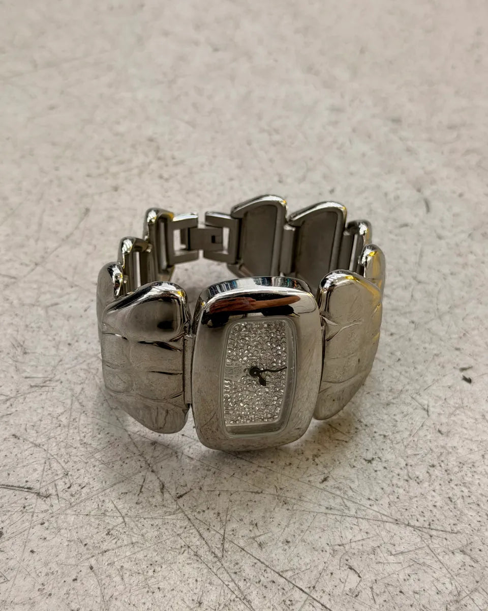 Roberto Cavalli Grey Abstract Crocodile Effect Metal Watch UFbgsRx 5