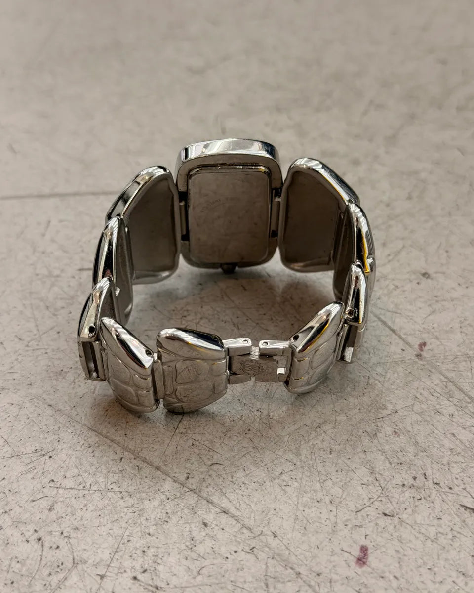 Roberto Cavalli Grey Abstract Crocodile Effect Metal Watch UFbgsRx 6