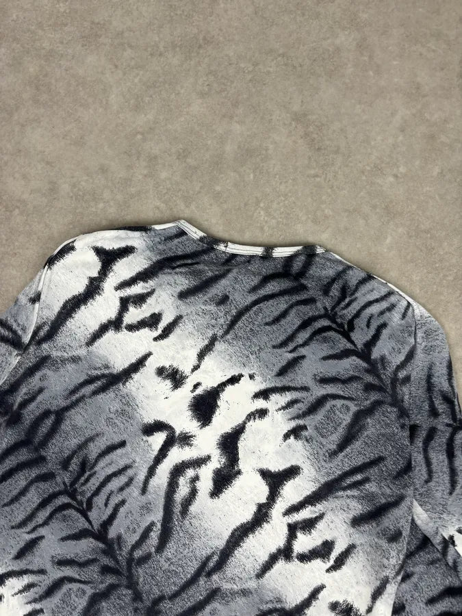 Roberto Cavalli Grey Abstract Zebra Savage Print Longsleeve iKVRlpl 5