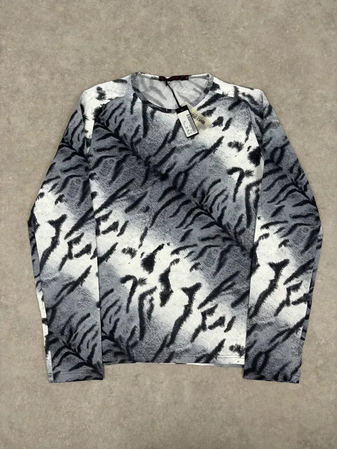 Roberto Cavalli Grey Abstract Zebra Savage Print Longsleeve iKVRlpl 0