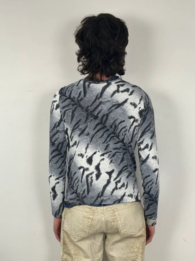 Roberto Cavalli Grey Abstract Zebra Savage Print Longsleeve iKVRlpl 2