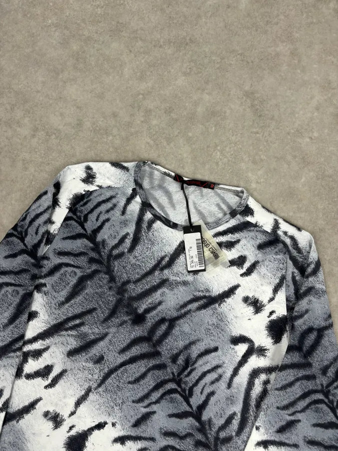 Roberto Cavalli Grey Abstract Zebra Savage Print Longsleeve iKVRlpl 3