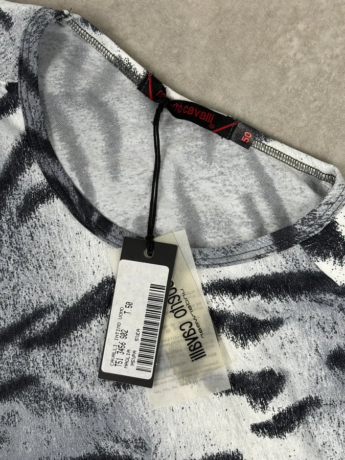 Roberto Cavalli Grey Abstract Zebra Savage Print Longsleeve iKVRlpl 6