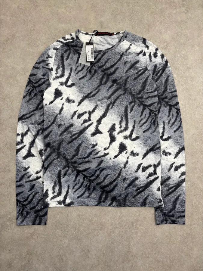 2000s Roberto Cavalli Grey Abstract Zebra Savage Longsleeve EOPVsna 0