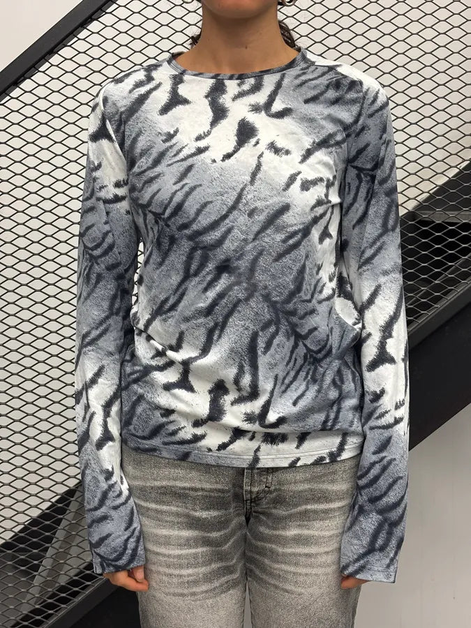 2000s Roberto Cavalli Grey Abstract Zebra Savage Longsleeve EOPVsna 1