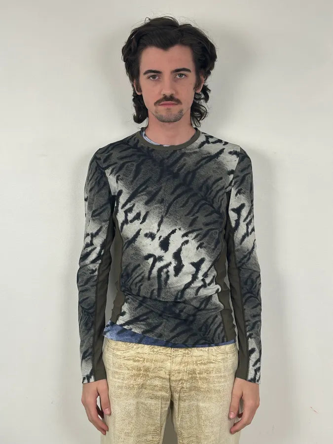 Roberto Cavalli Grey Black Zebra Savage Longsleeve ZUjIEhG 1