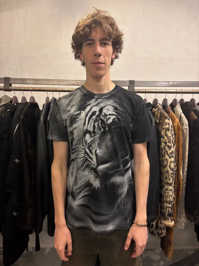Roberto Cavalli Grey Dark Obscure Tiger Print Tee-Shirt (M/L) hVfyVfS 1