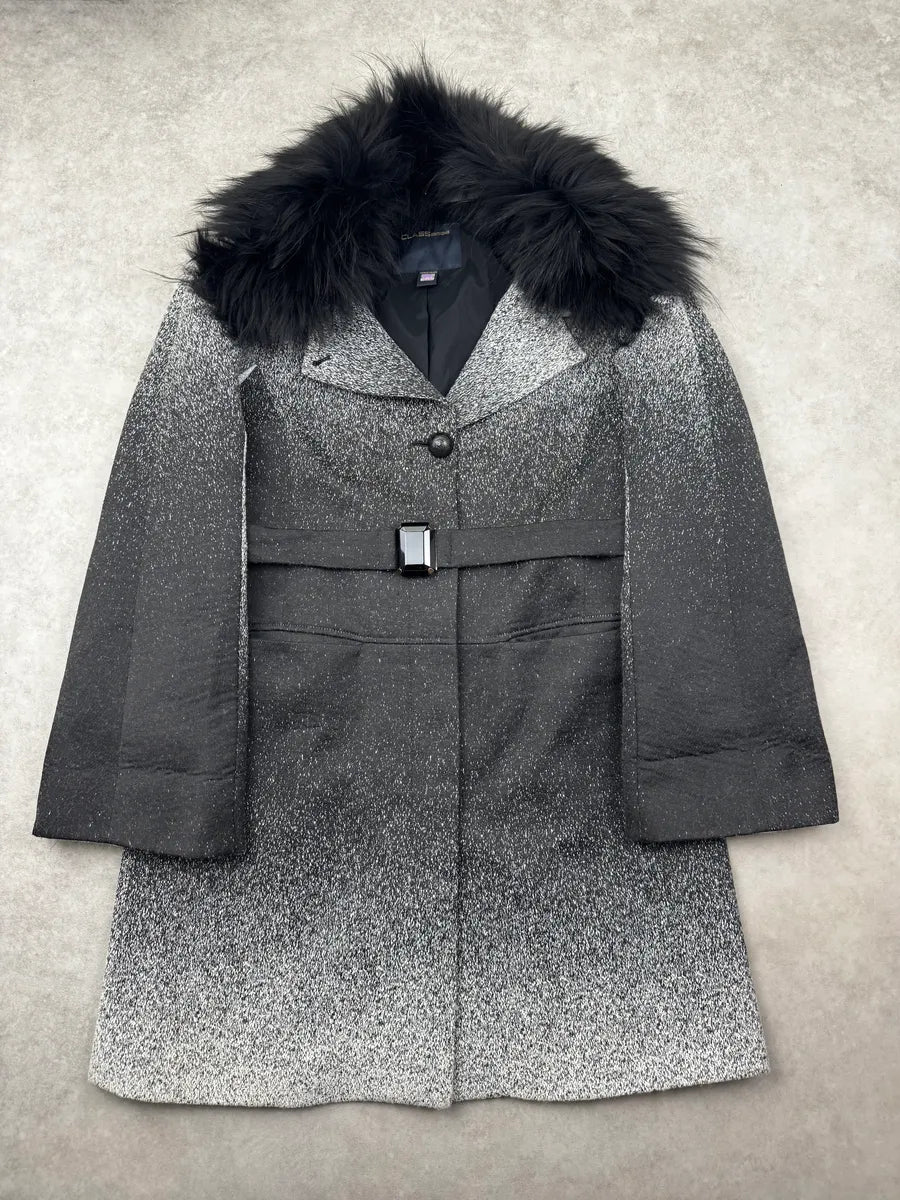 Roberto Cavalli Grey Gradient Fur-Trimmed Coat BFmksCn 2