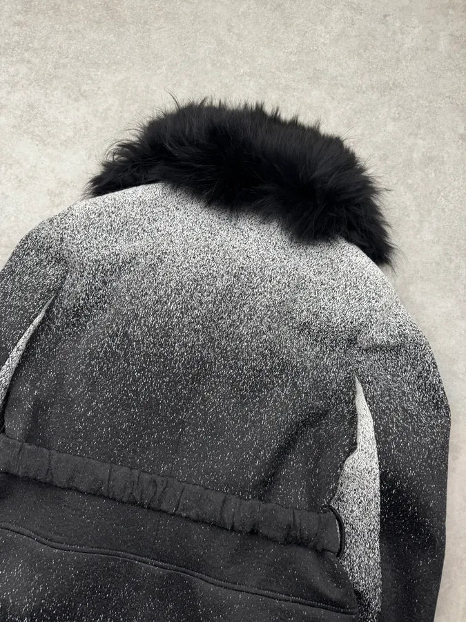 Roberto Cavalli Grey Gradient Fur-Trimmed Coat BFmksCn 7