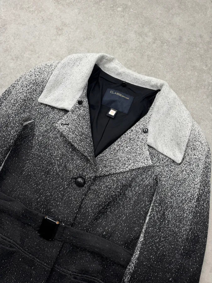 Roberto Cavalli Grey Gradient Fur-Trimmed Coat BFmksCn 6