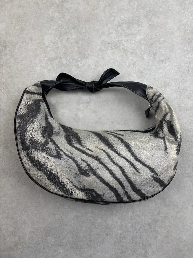 Roberto Cavalli Grey Zebra Stripe Shoulder Bag YCmQTKC 6
