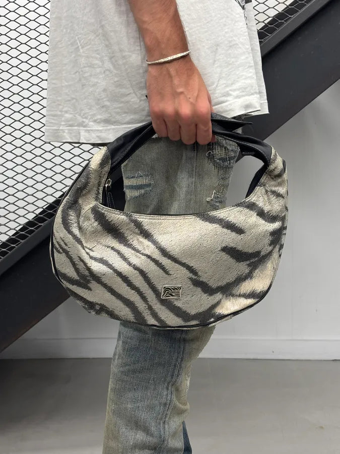 Roberto Cavalli Grey Zebra Stripe Shoulder Bag YCmQTKC 2