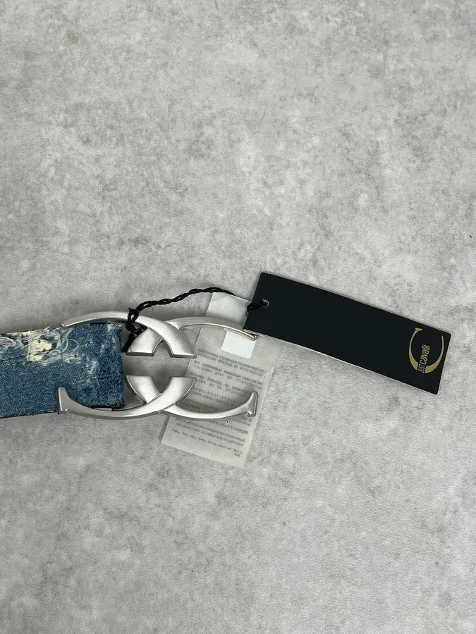 Roberto Cavalli Blue Distressed Denim Belt  SihVFjL 4
