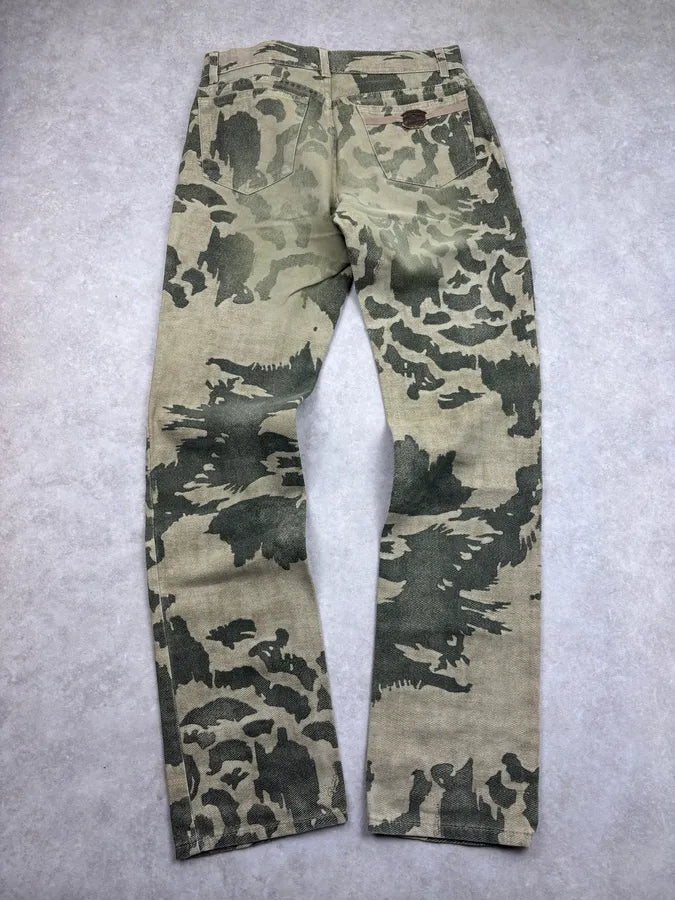 AW2001 Roberto Cavalli Khaki Raven Bird Pants cWEsxof 5