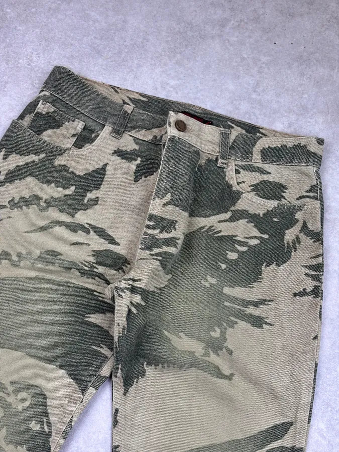 AW2001 Roberto Cavalli Khaki Raven Bird Pants cWEsxof 4