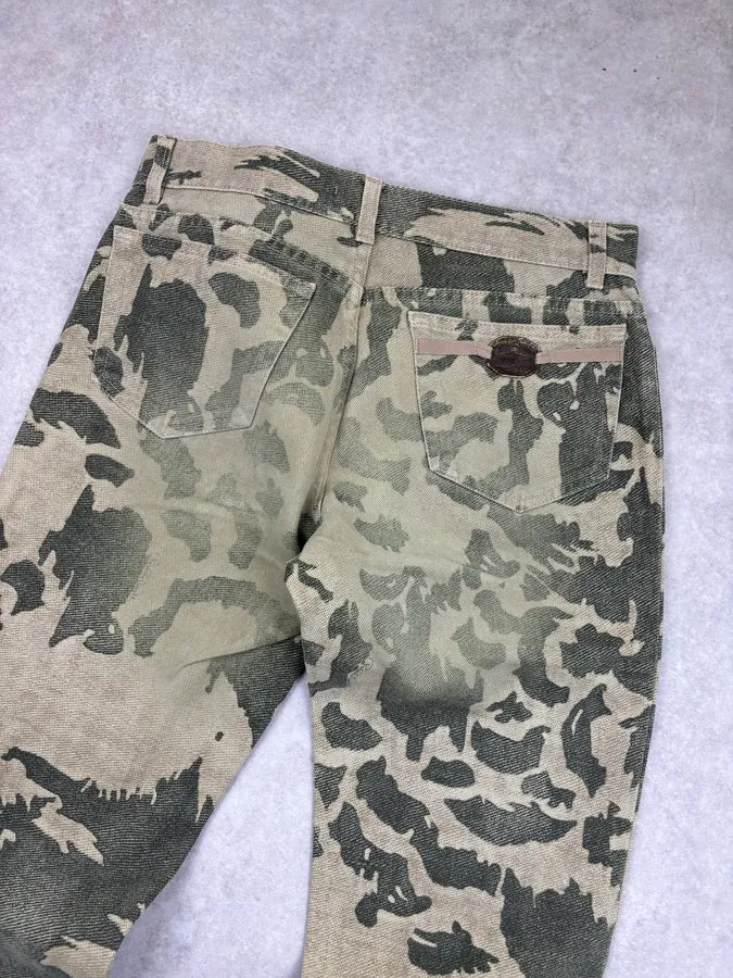 AW2001 Roberto Cavalli Khaki Raven Bird Pants cWEsxof 6