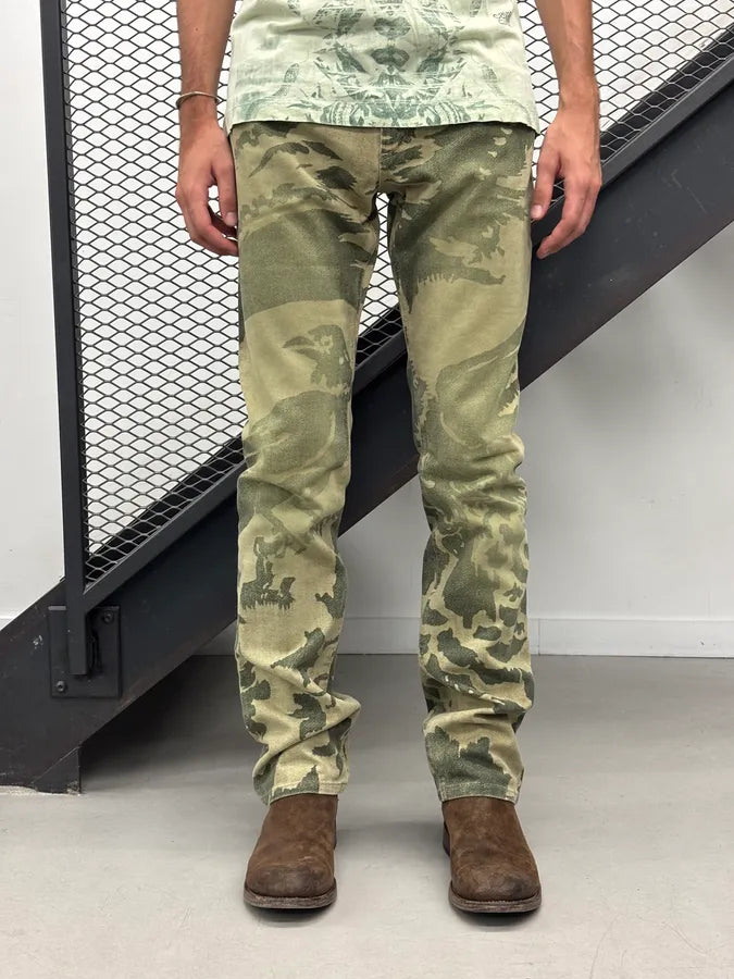 AW2001 Roberto Cavalli Khaki Raven Bird Pants cWEsxof 1