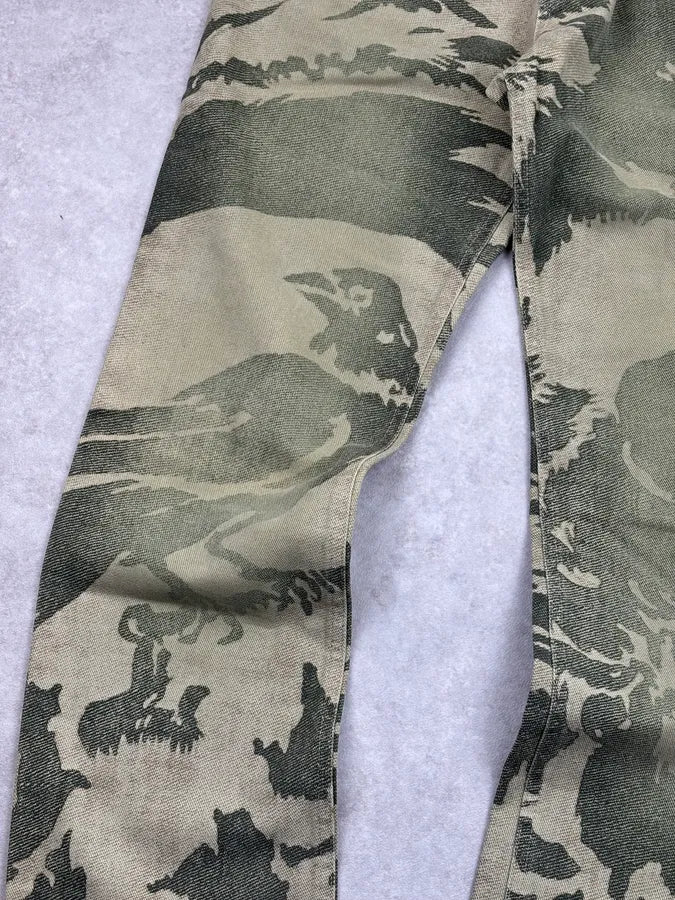 AW2001 Roberto Cavalli Khaki Raven Bird Pants cWEsxof 9