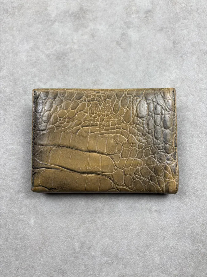 Roberto Cavalli Khaki Crocodile Embossed Leather Wallet QtqNQri 9
