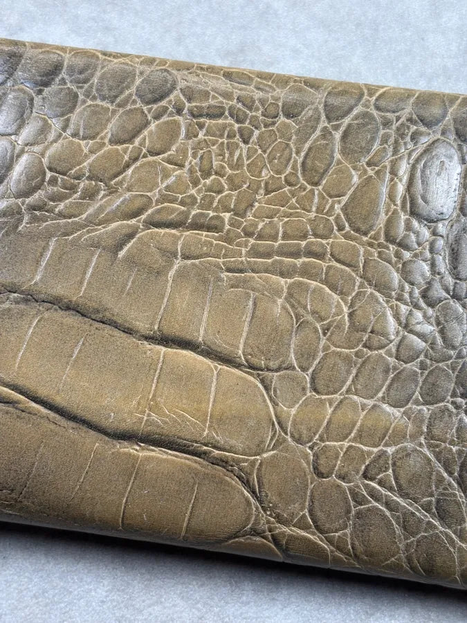 Roberto Cavalli Khaki Crocodile Embossed Leather Wallet QtqNQri 10