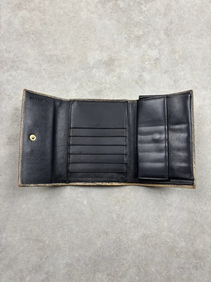 Roberto Cavalli Khaki Crocodile Embossed Leather Wallet QtqNQri 2