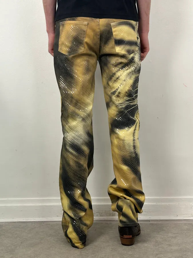 AW2000 Roberto Cavalli Gold Denim Tiger Jeans iWBTcXt 3