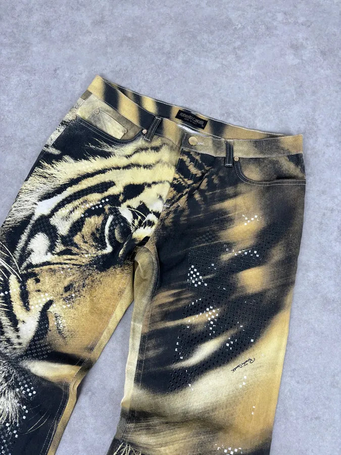 AW2000 Roberto Cavalli Gold Denim Tiger Jeans iWBTcXt 4