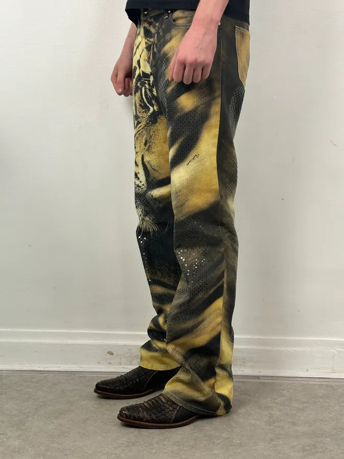 AW2000 Roberto Cavalli Gold Denim Tiger Jeans iWBTcXt 2