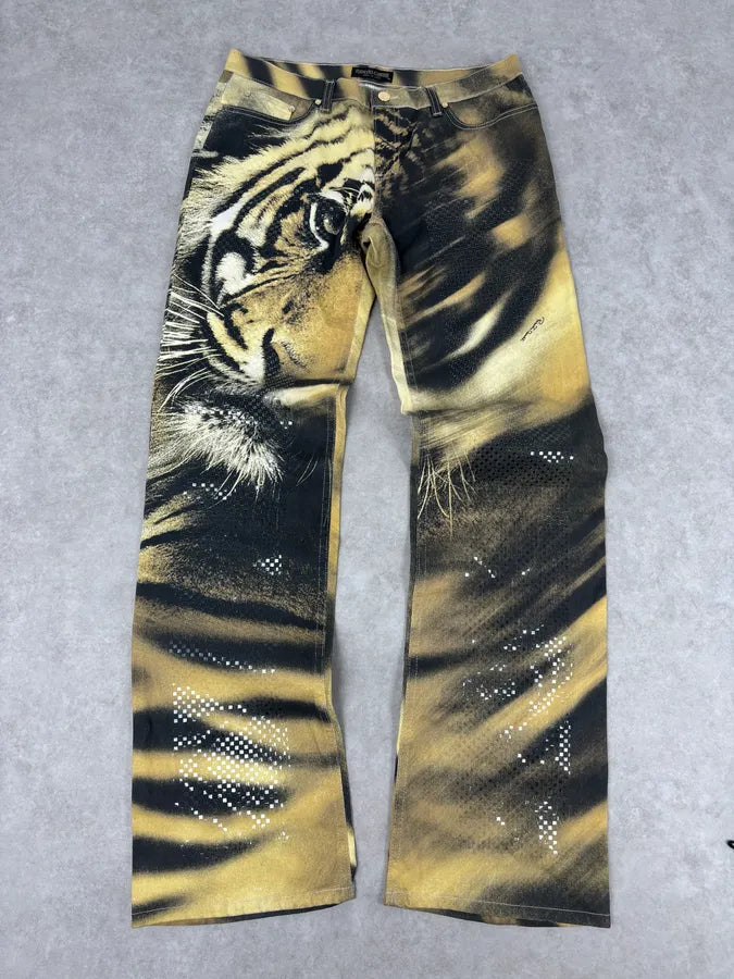 AW2000 Roberto Cavalli Gold Denim Tiger Jeans iWBTcXt 0