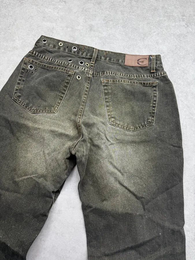 2000s Cavalli Eyelet Khaki Gradient Denim Jeans KrqWuDu 6
