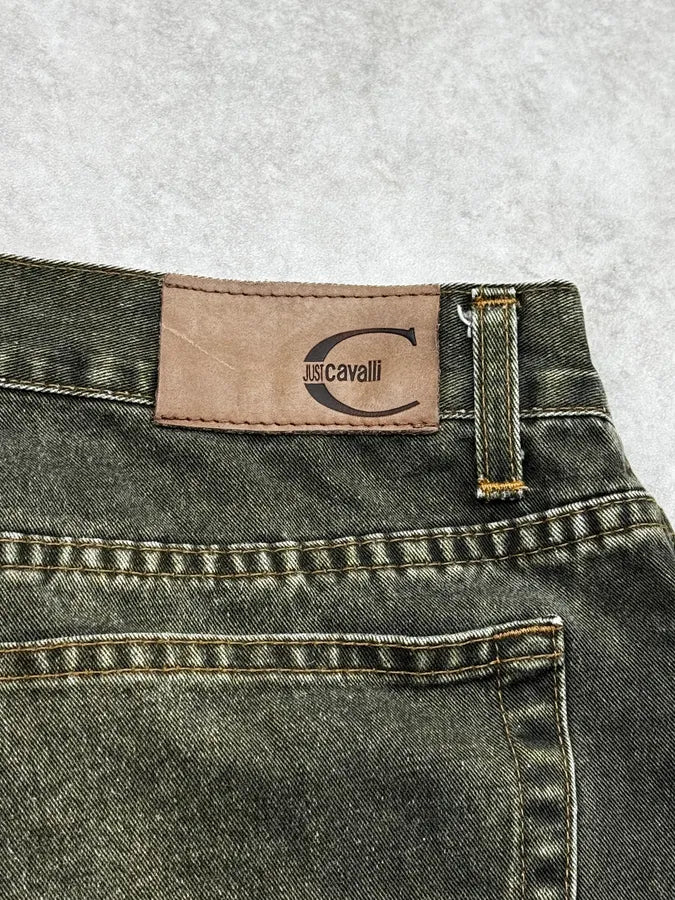 2000s Cavalli Eyelet Khaki Gradient Denim Jeans KrqWuDu 9